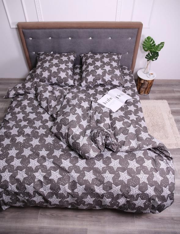 

Комплект постельного белья Семейный Звезды на сером Бязь от Brettani 669grey(4)