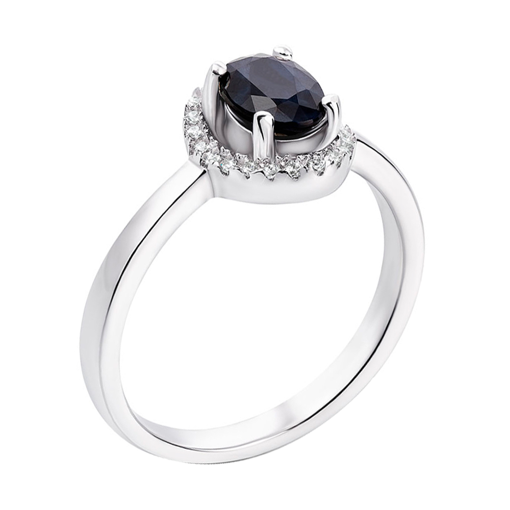

Серебряное кольцо с сапфиром и фианитами 000132147 18.5 размера