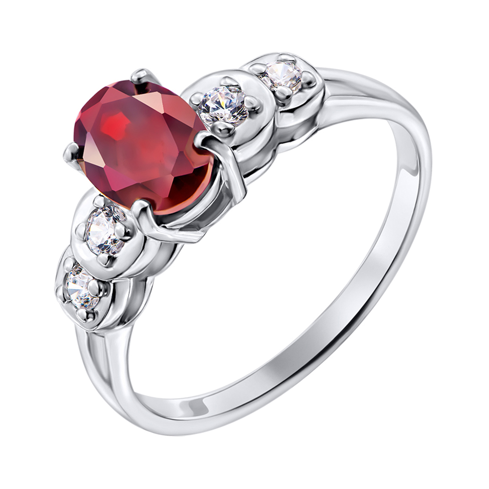 

Серебряное кольцо с гранатом и фианитами 000140578 19 размера