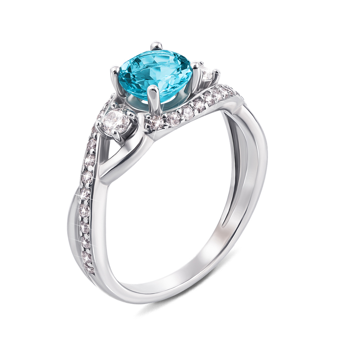 

Серебряное кольцо с топазом и фианитами 000127328 16.5 размера