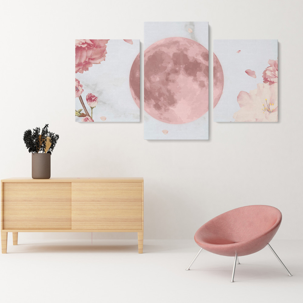 

Модульная картина из трех частей Malevich Store Pink Moon 141x90 см