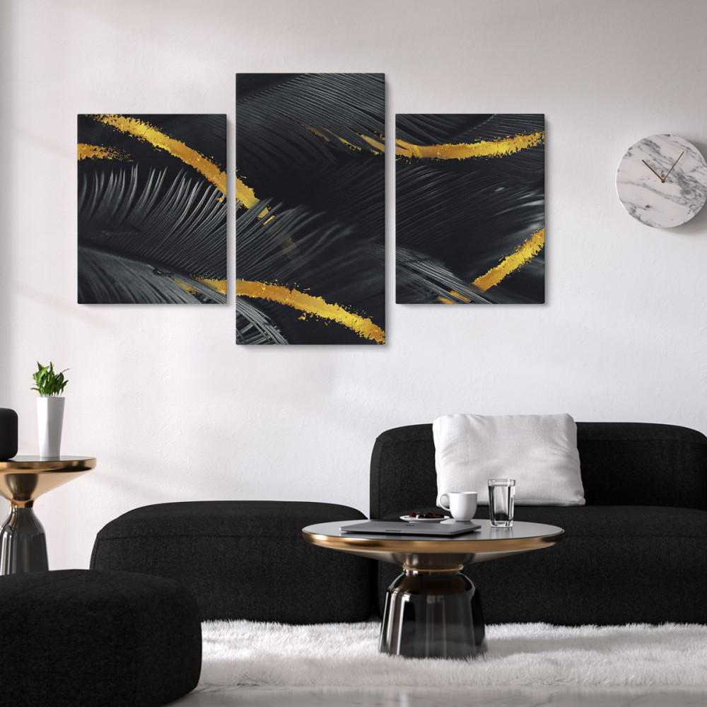 

Модульная картина из трех частей Malevich Store Black Leaf 141x90 см