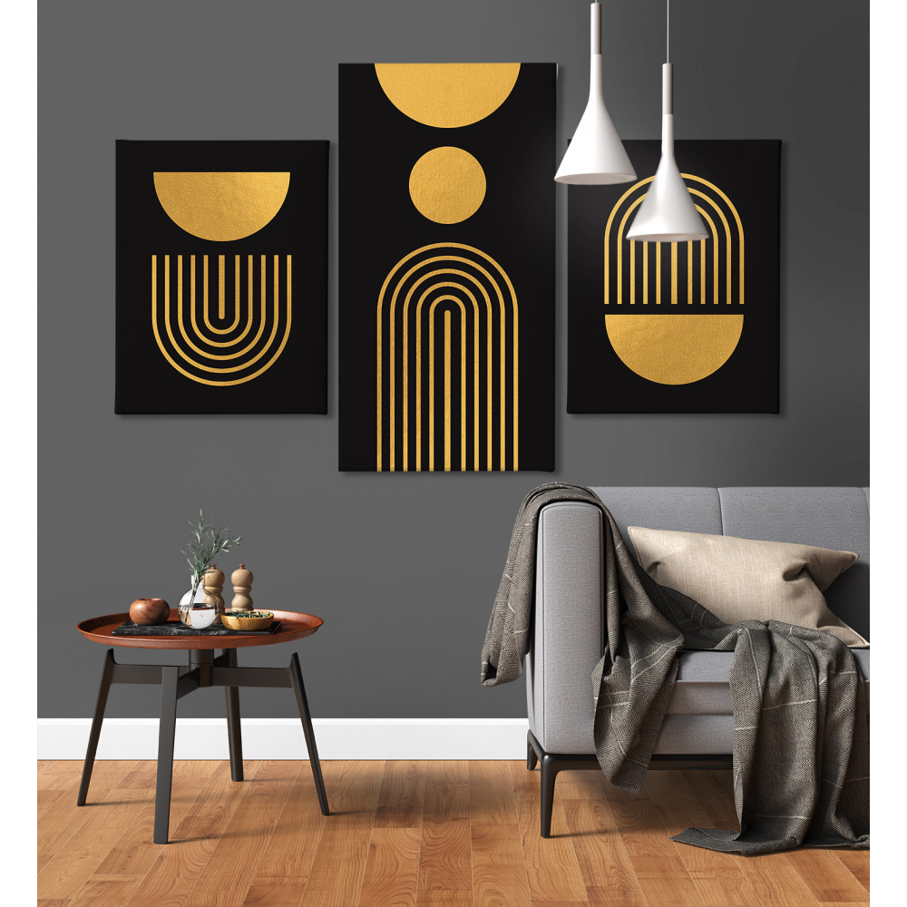 

Модульная картина из трех частей Malevich Store Gold 141x90 см