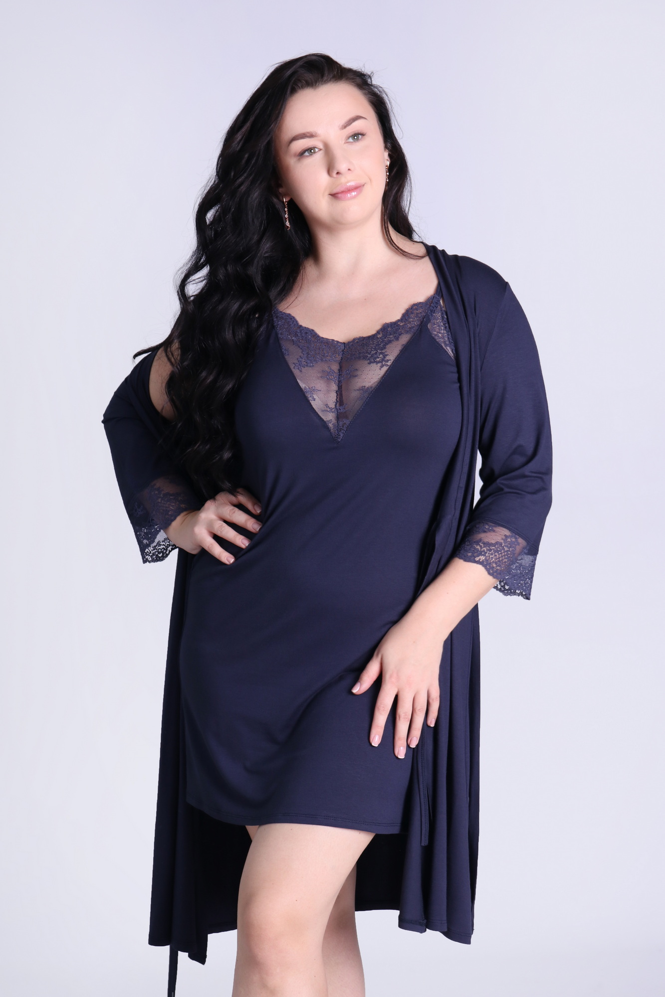 

Комплект (сорочка и халат) N.EL маренго XL (артикул 1126-92)