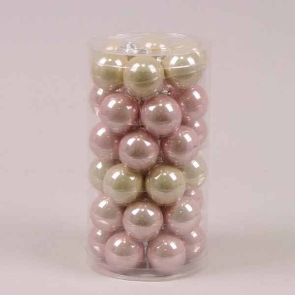 

Шарики стеклянные 3,8 см. розовые-кремовые (36 шт.) Flora 44566 (NAT09408)