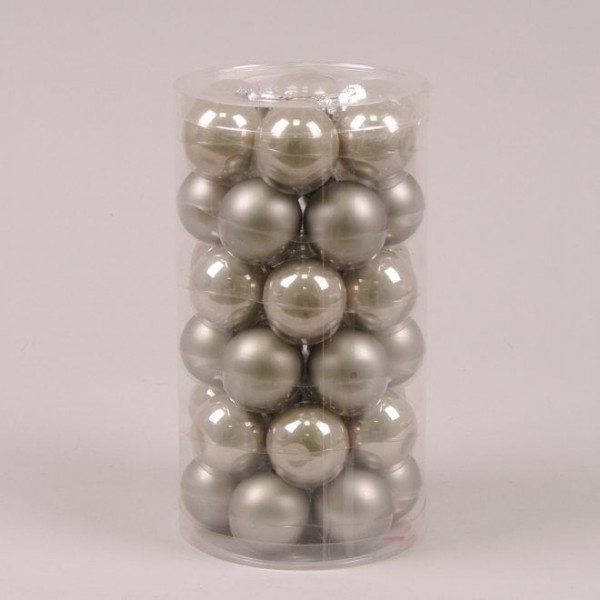 

Шарики стеклянные 3,8 см. серые (36 шт.) Flora 44564 (NAT09404)