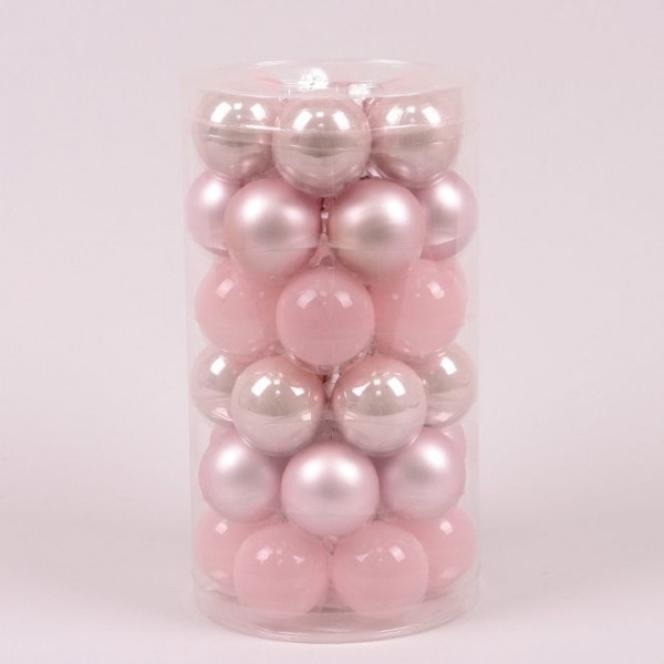 

Шарики стеклянные 3,8 см. розовые микс (36 шт.) Flora 44568 (NAT09410)