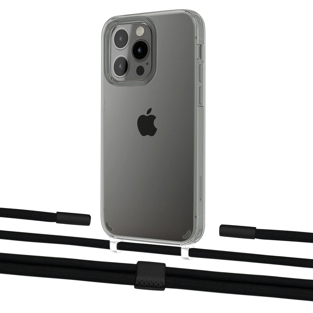 

Чехол Upex Crossbody Protection Case для iPhone 13 Pro Crystal with Twine Black and Fausset Matte Black