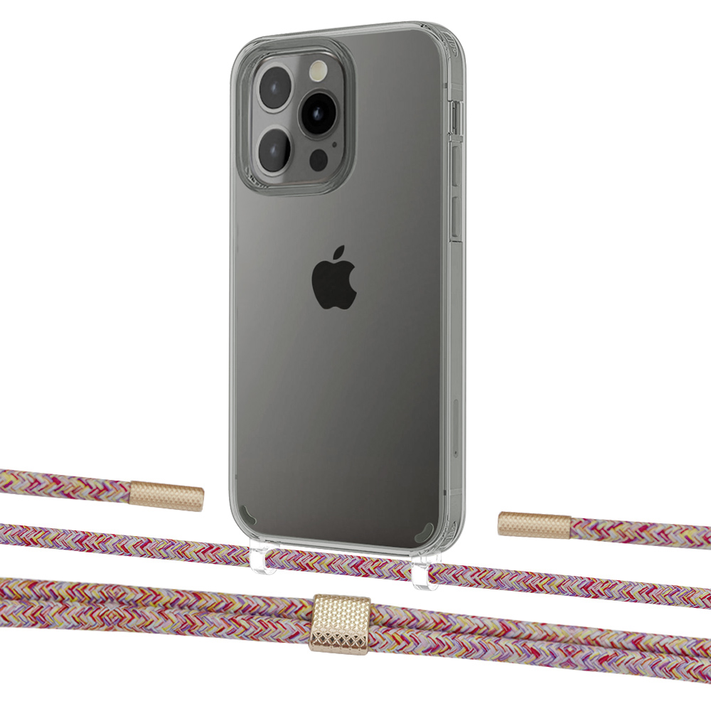 

Чехол Upex Crossbody Protection Case для iPhone 13 Pro Crystal with Twine Mulberry and Fausset Gold