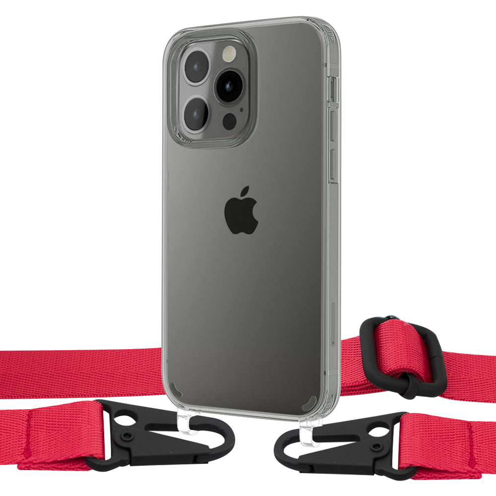 

Чехол Upex Crossbody Protection Case для iPhone 13 Pro Crystal with Harness Red