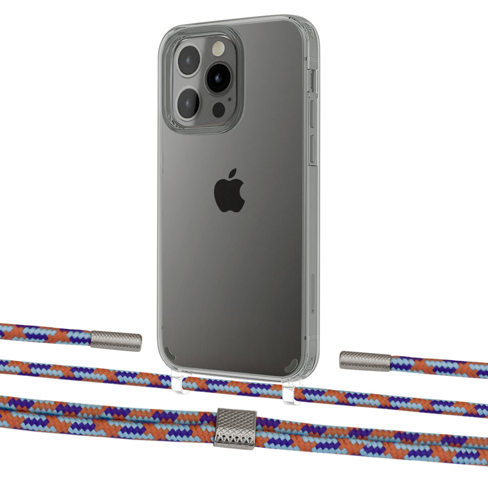 

Чехол Upex Crossbody Protection Case для iPhone 13 Pro Crystal with Twine Blue Sunset and Fausset Silver