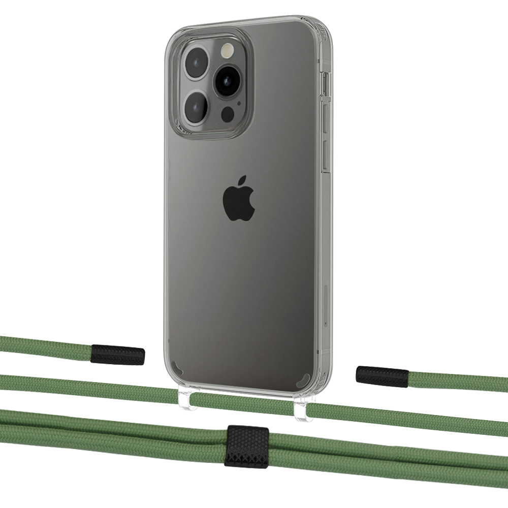 

Чехол Upex Crossbody Protection Case для iPhone 13 Pro Max Crystal with Twine Mint and Fausset Matte Black
