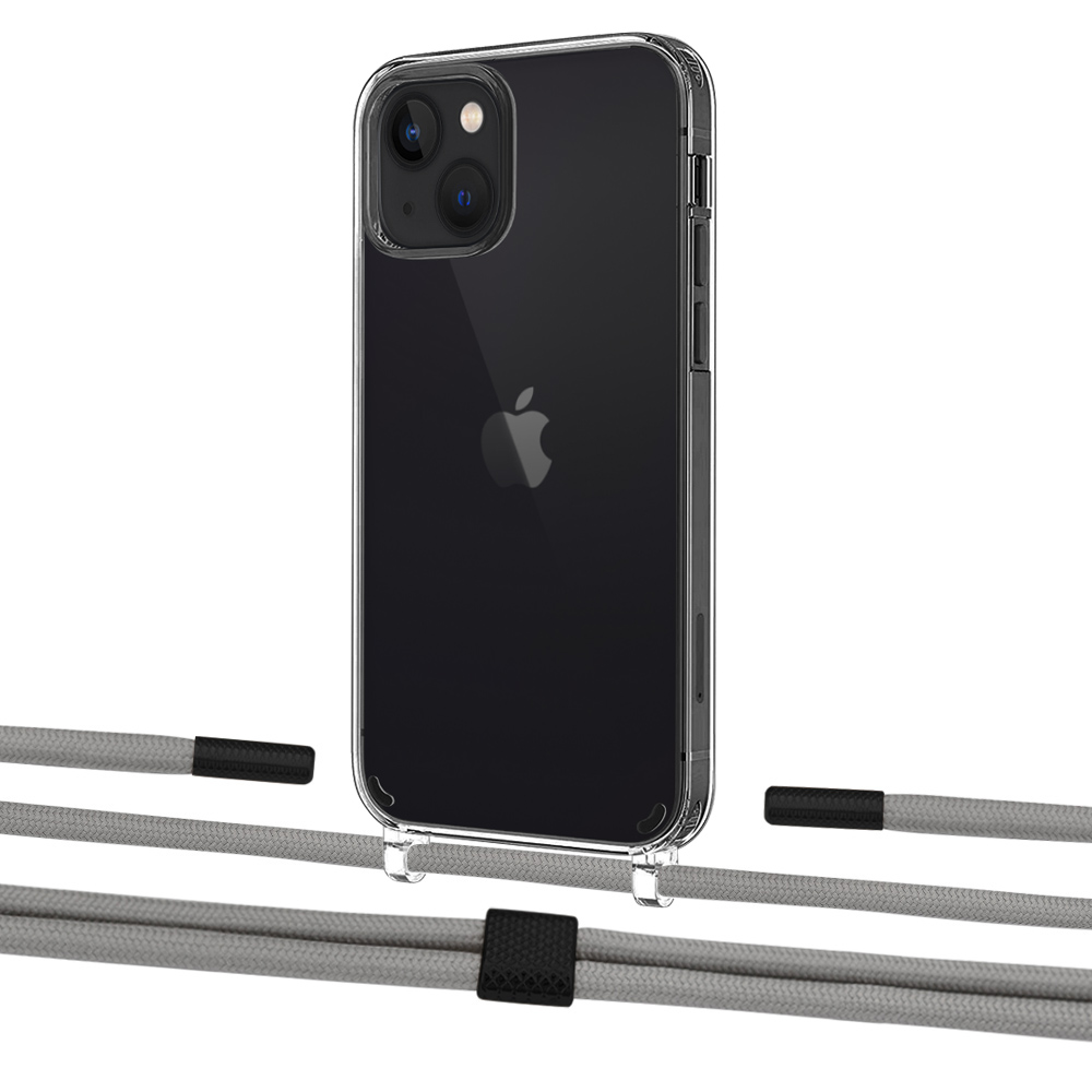 

Чехол Upex Crossbody Protection Case для iPhone 13 mini Crystal with Twine Gray and Fausset Matte Black