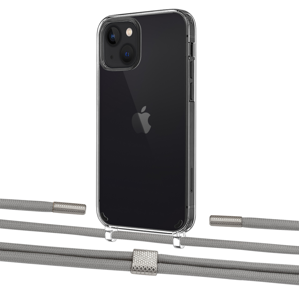 

Чехол Upex Crossbody Protection Case для iPhone 13 Crystal with Twine Gray and Fausset Silver