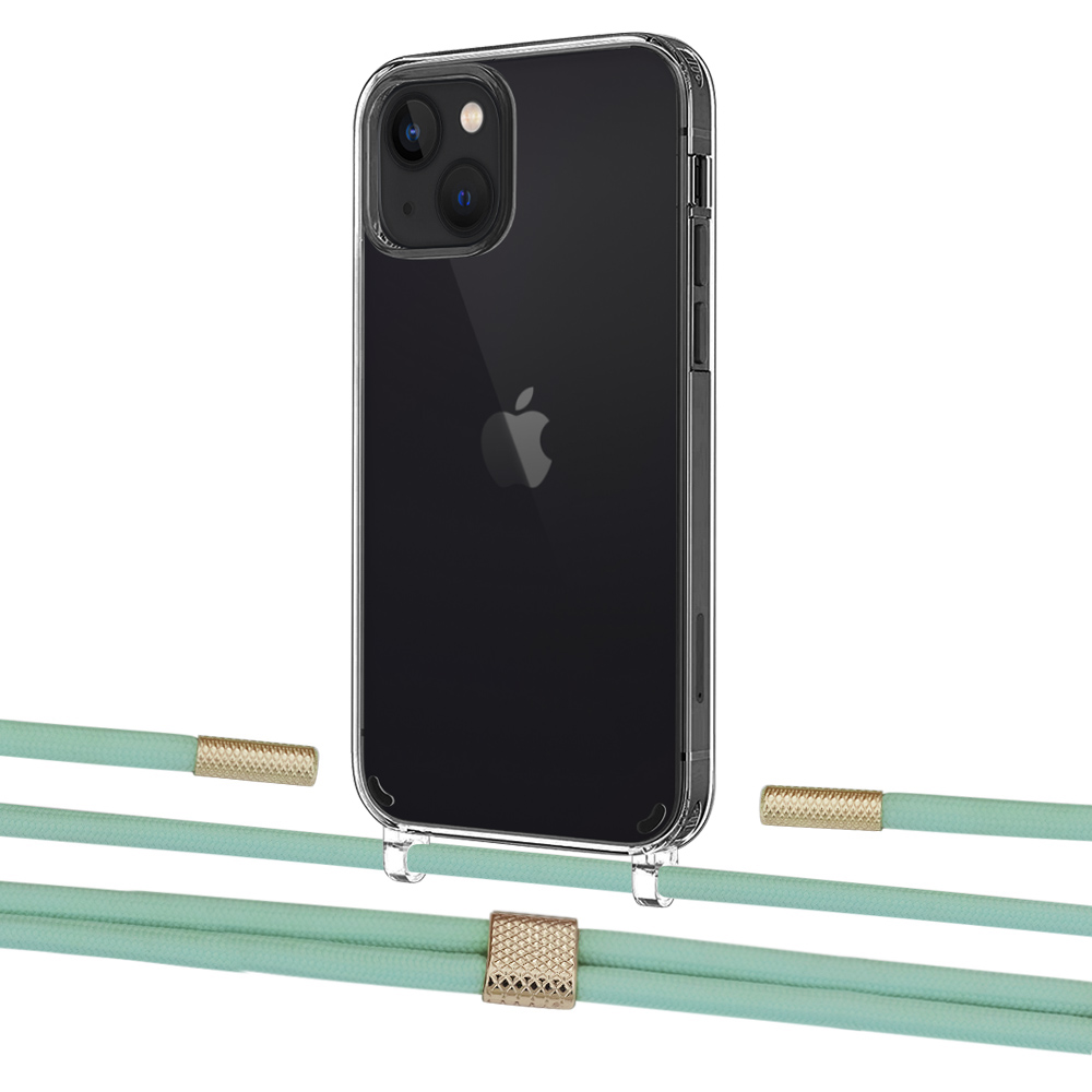 

Чехол Upex Crossbody Protection Case для iPhone 13 Crystal with Twine Pistachio and Fausset Gold