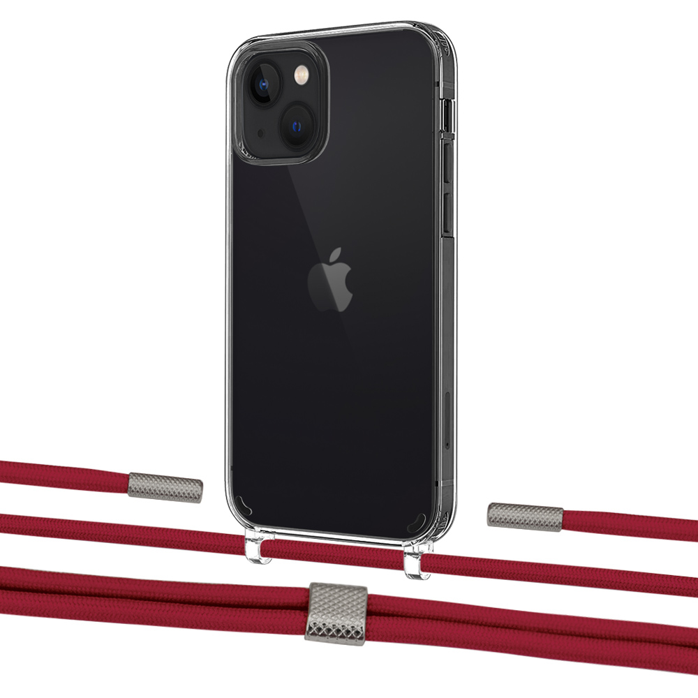 

Чехол Upex Crossbody Protection Case для iPhone 13 mini Crystal with Twine Red and Fausset Silver