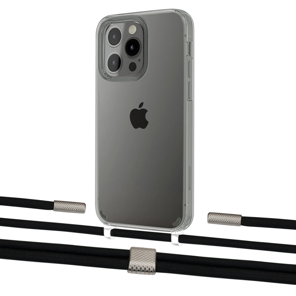 

Чехол Upex Crossbody Protection Case для iPhone 13 Pro Crystal with Twine Black and Fausset Silver