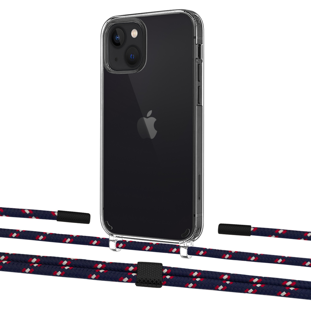 

Чехол Upex Crossbody Protection Case для iPhone 13 Crystal with Twine Blue Marine and Fausset Matte Black
