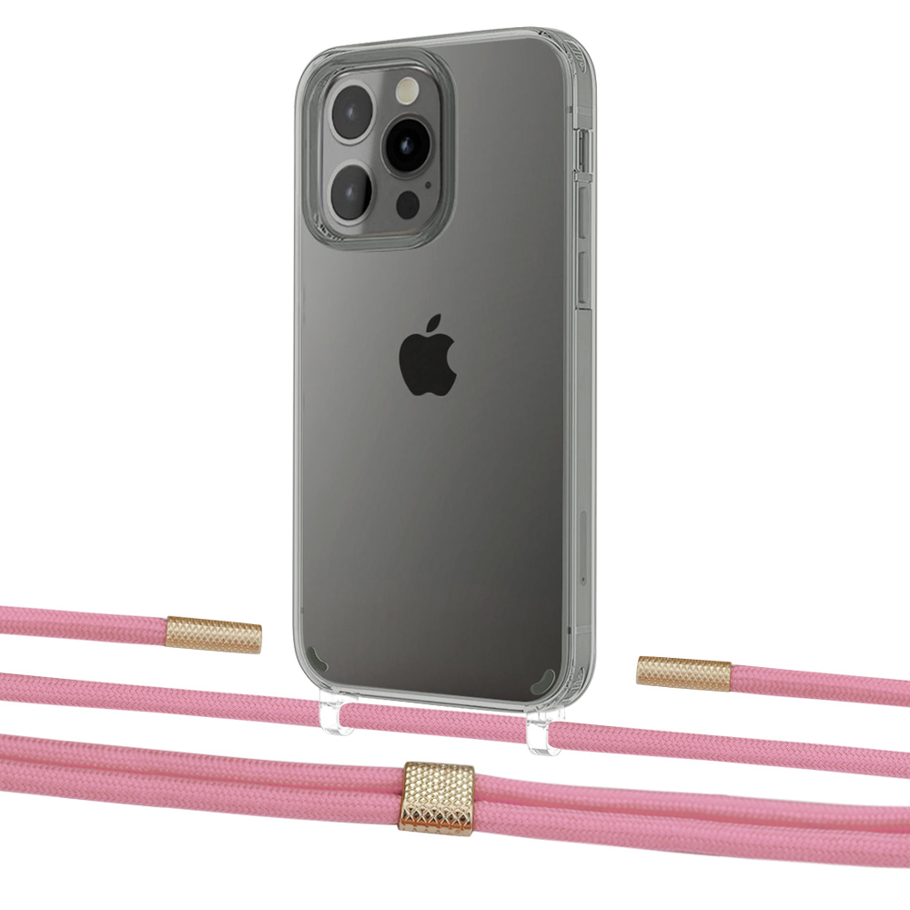 

Чехол Upex Crossbody Protection Case для iPhone 13 Pro Max Crystal with Twine Coral and Fausset Gold