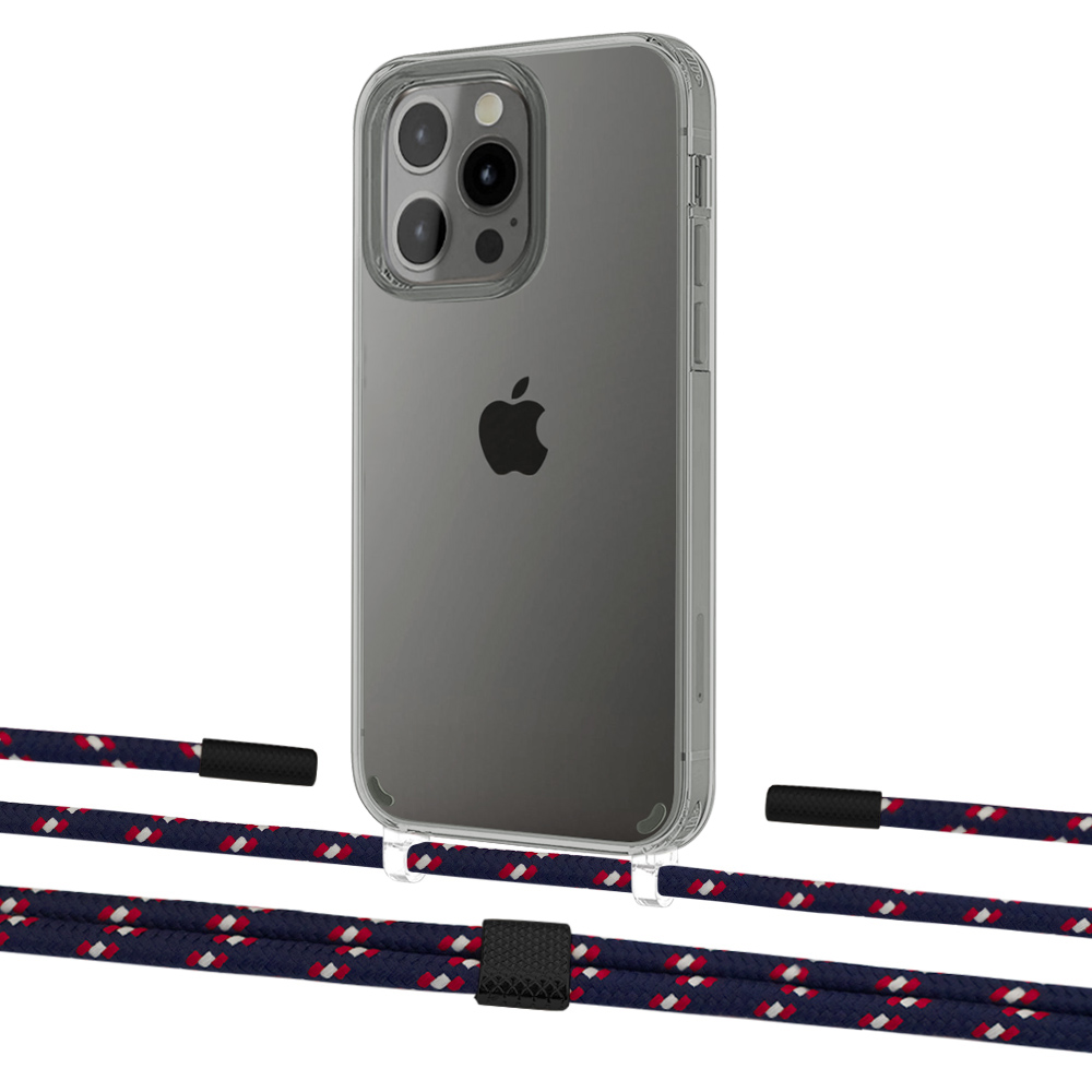 

Чехол Upex Crossbody Protection Case для iPhone 13 Pro Crystal with Twine Blue Marine and Fausset Matte Black