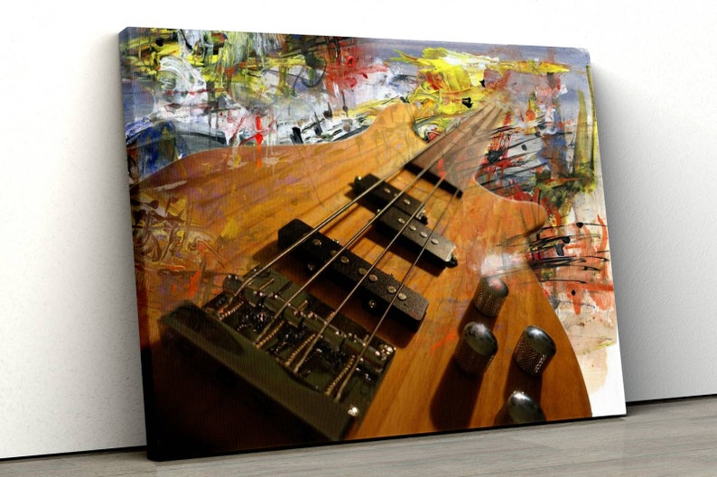 

Картина на холсте Гитара и абстракция51x34 см (120)