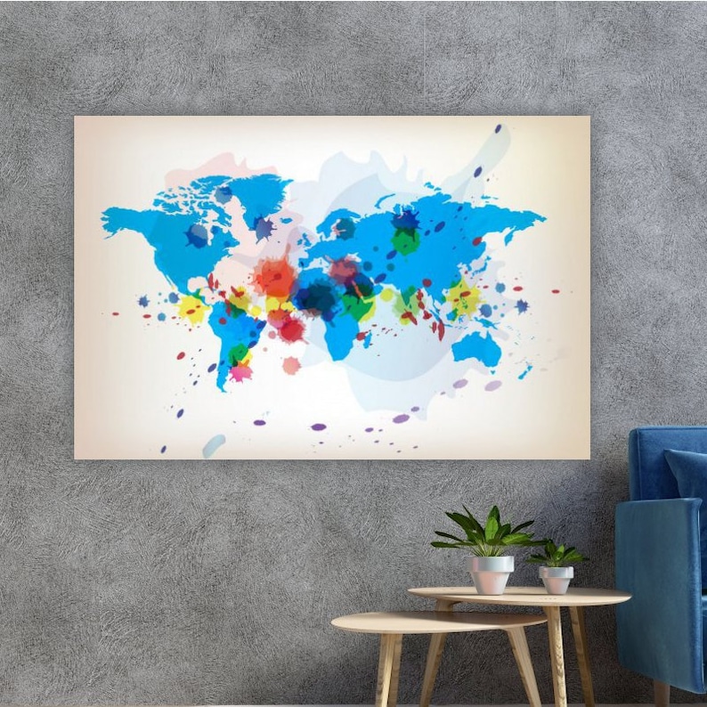 

Картина на холсте Синяя карта мира 81x54 см (209)