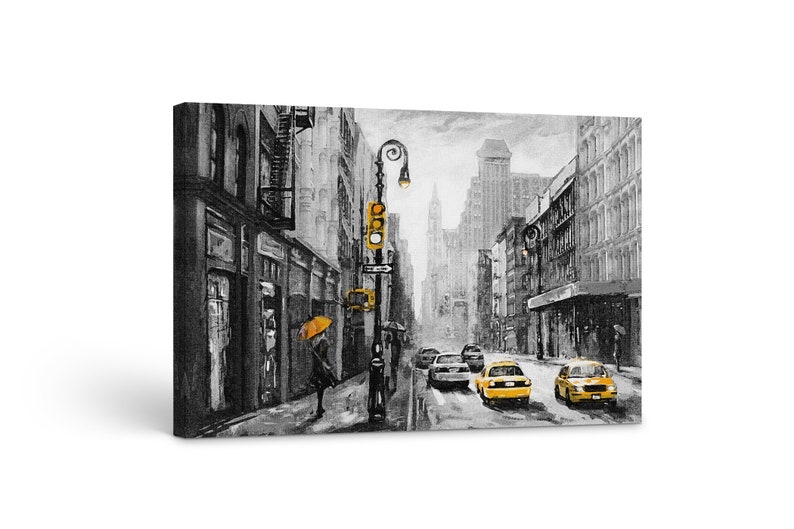 

Картина на холсте Чёрно-белый город и жёлтое такси51x34 см (65)