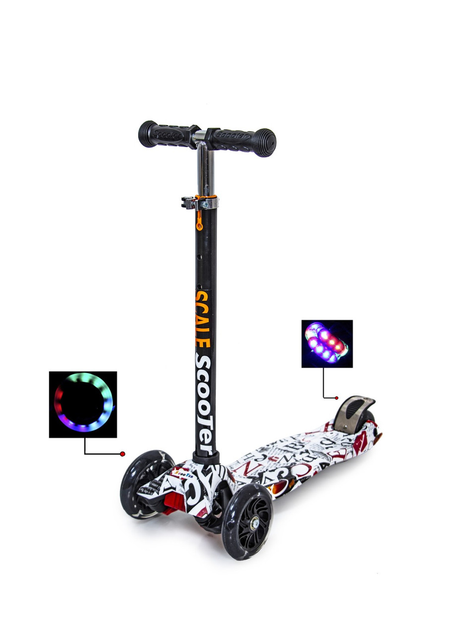 

Трёхколесный детский самокат Scale Scooter MAXI ABC Святящиеся колеса