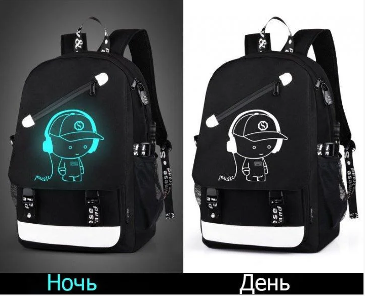 

Стильный рюкзак с USB светящийся в темноте с кодовым замком Music (XD-14072)