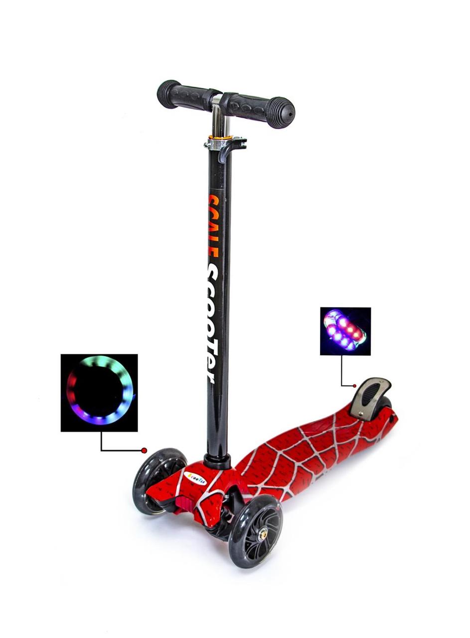 

Трёхколесный детский самокат Scale Scooter MAXI Red web Святящиеся колеса