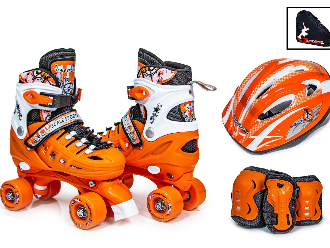 

Детские ролики-квады с защитой и шлемом Scale Sports, размер 29-32, Оранжевые