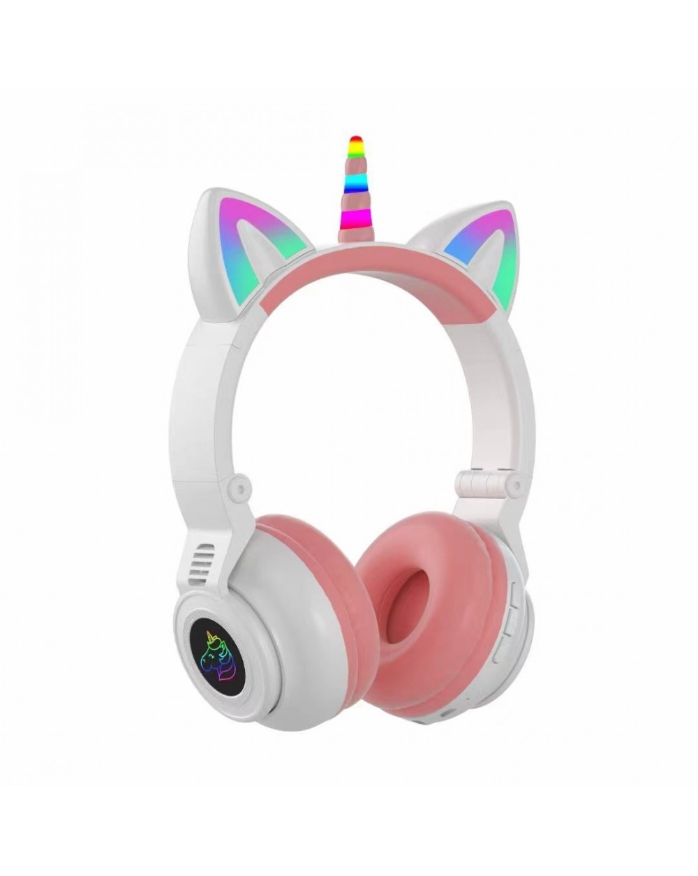 

Беспроводные наушники LED с кошачьими ушками единорог CATEARS STN-27 White-pink