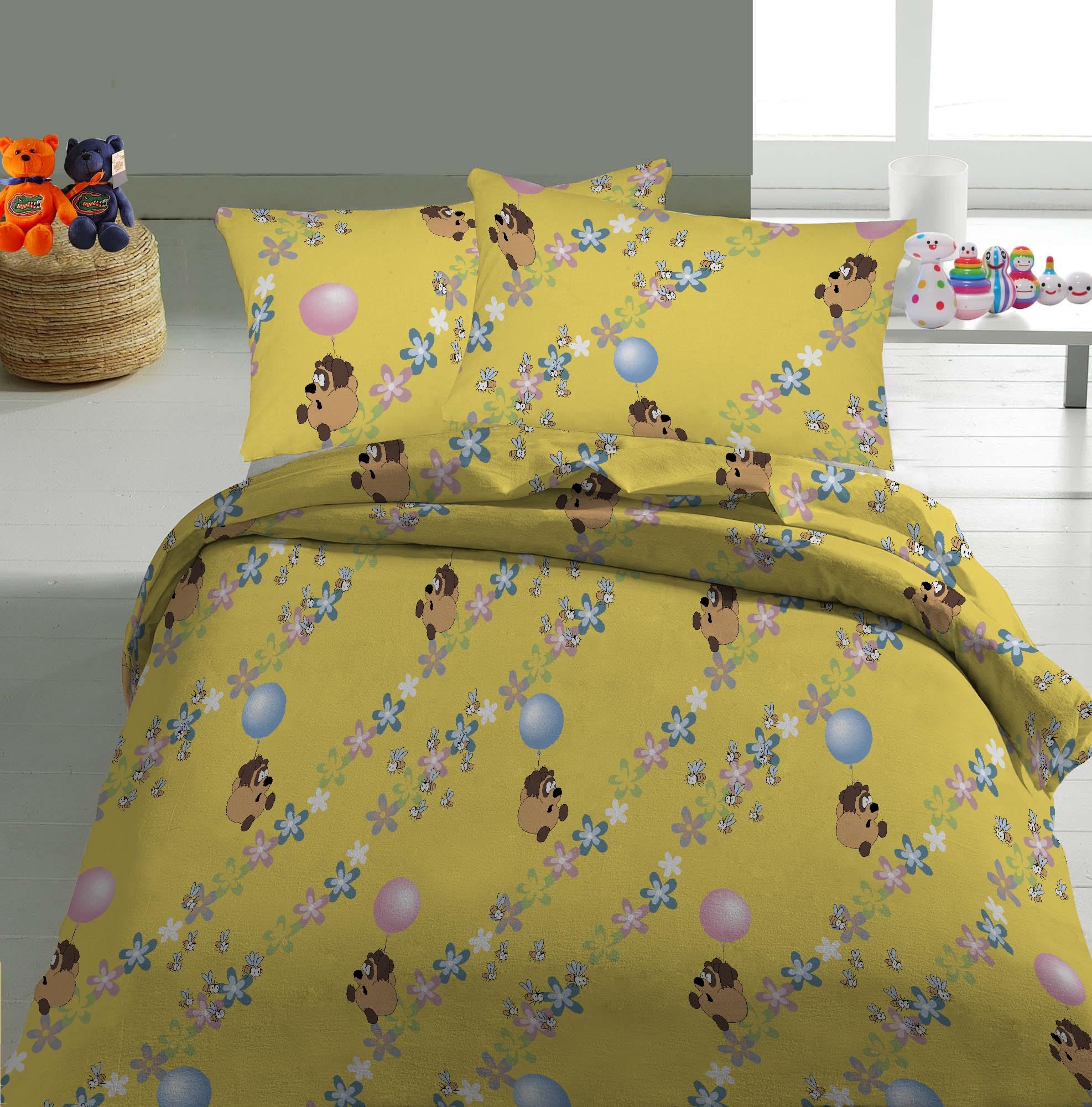 

Комплект Детского постельного белья Moka Textile Бязь Винни Пух на жёлтом 100х145см