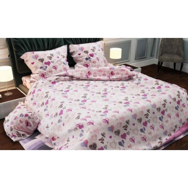 

Комплект Семейного постельного белья Moka Textile Бязь Пуговки-сердечки 145*210