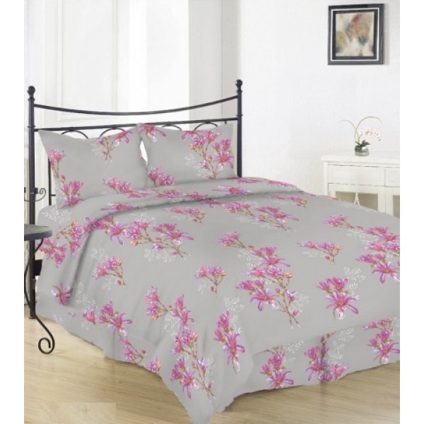 

Комплект полуторного постельного белья Moka Textile Бязь Магнолия на сером 145*210