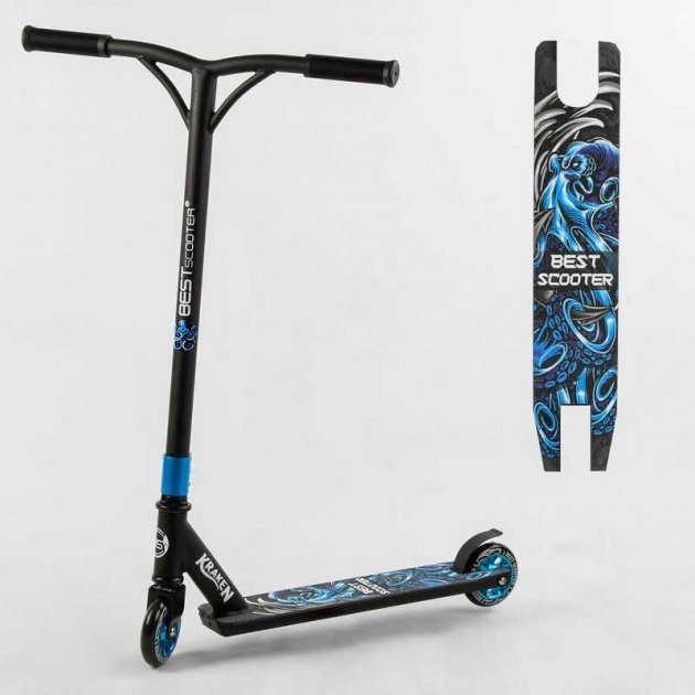 

Самокат трюковый Best Scooter "Kraken" Синий алюминиевый диск и дека, колёса PU, d=10см