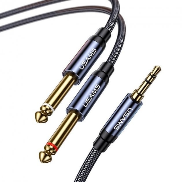 

Инсертный кабель Usams Aluminum Alloy 3.5mm to 2x6.35mm 2m
