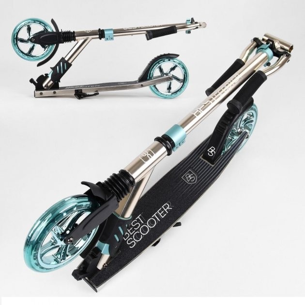 

Детский алюминиевый самокат "Best Scooter" Серебро колеса - 180 мм, 1 амортизатор передний, анодированная покраска