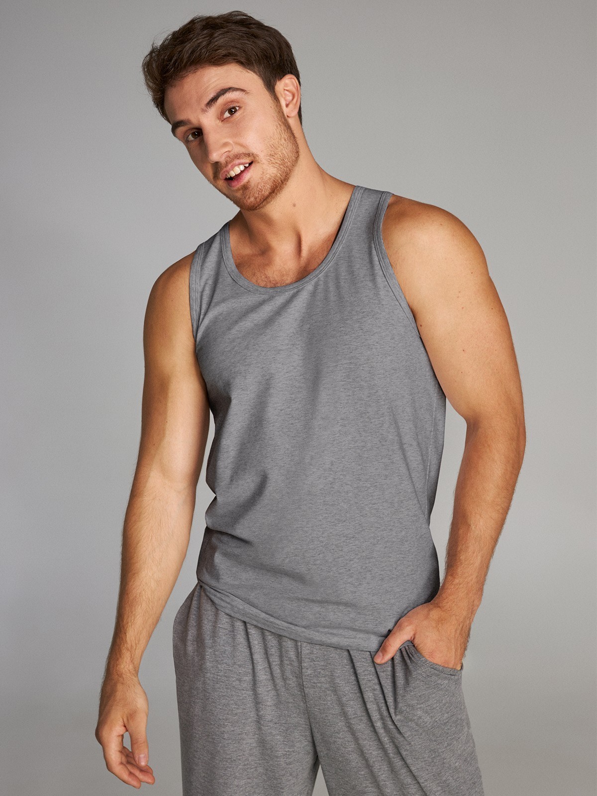 

Темно-серая однотонная хлопковая мужская майка без рисунка MVS 001/003 / 400/01/07 Ellen 3ХL