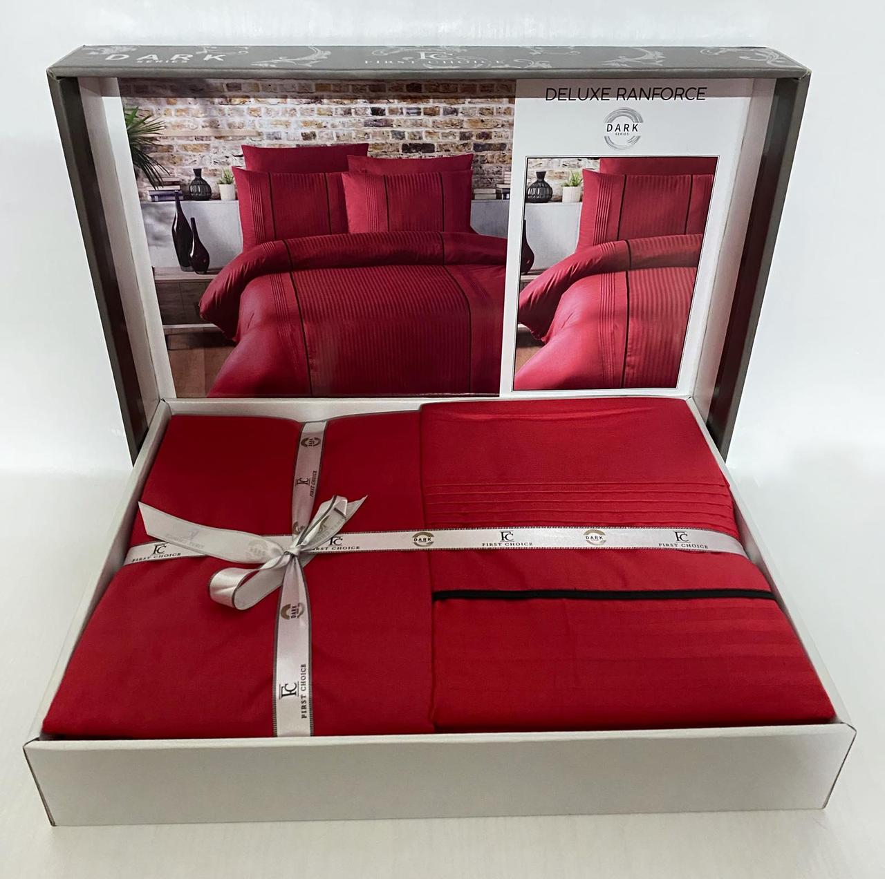 

Постельное белье First Choice ранфорс Dark Series 200x220 Elegant Red
