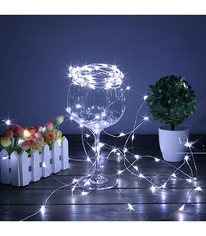 

​Светодиодная гирлянда нить 20 м 200 led на батарейках и с USB холодная - белая гирлянда нить новогодняя праздничная гирлянда на елку или для декора