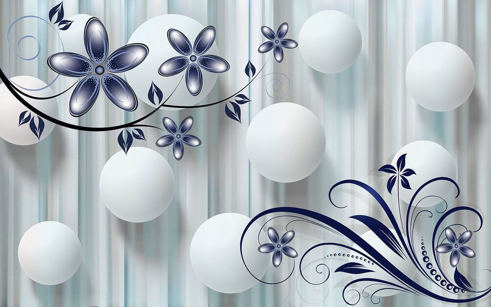 

Фотообои Арт-Обои Белые шары с цветками №37470_3 Жаккард