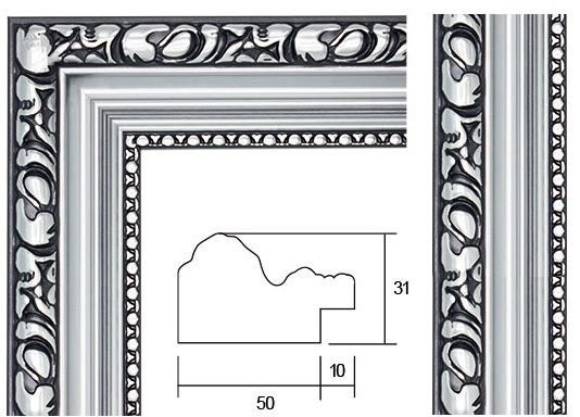 

Рамка 60х80 для фотографії, алмазної мозаїки та вишивки срібна