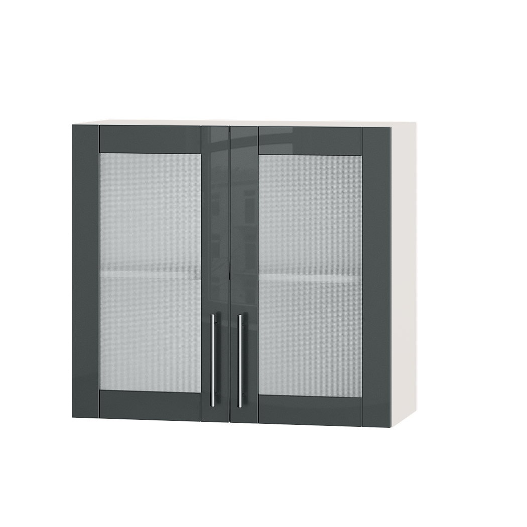 

Кухня Акрил модуль Верх витрина ВВ10-800 Антрацит Глянец Белый 80х30х72 см