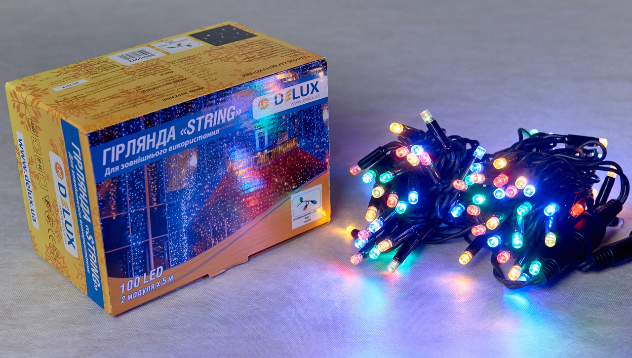 

Гирлянда внешняя DELUX STRING/НИТЬ 100 LED 10m (2x5m) 20 flash/мерцание IP44 EN