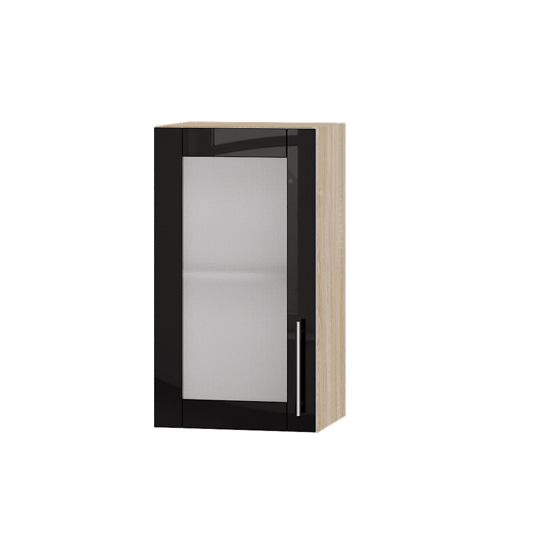 

Кухня Акрил модуль Верх витрина ВВ01-400 Черный Глянец Сонома 40х30х72 см