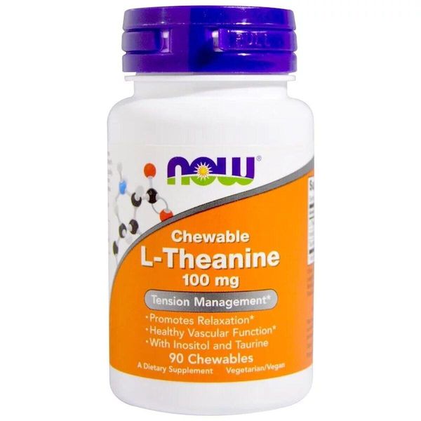 

L-Теанин L-Theanine Now Foods 100 мг 90 жевательных таблеток (NF082)