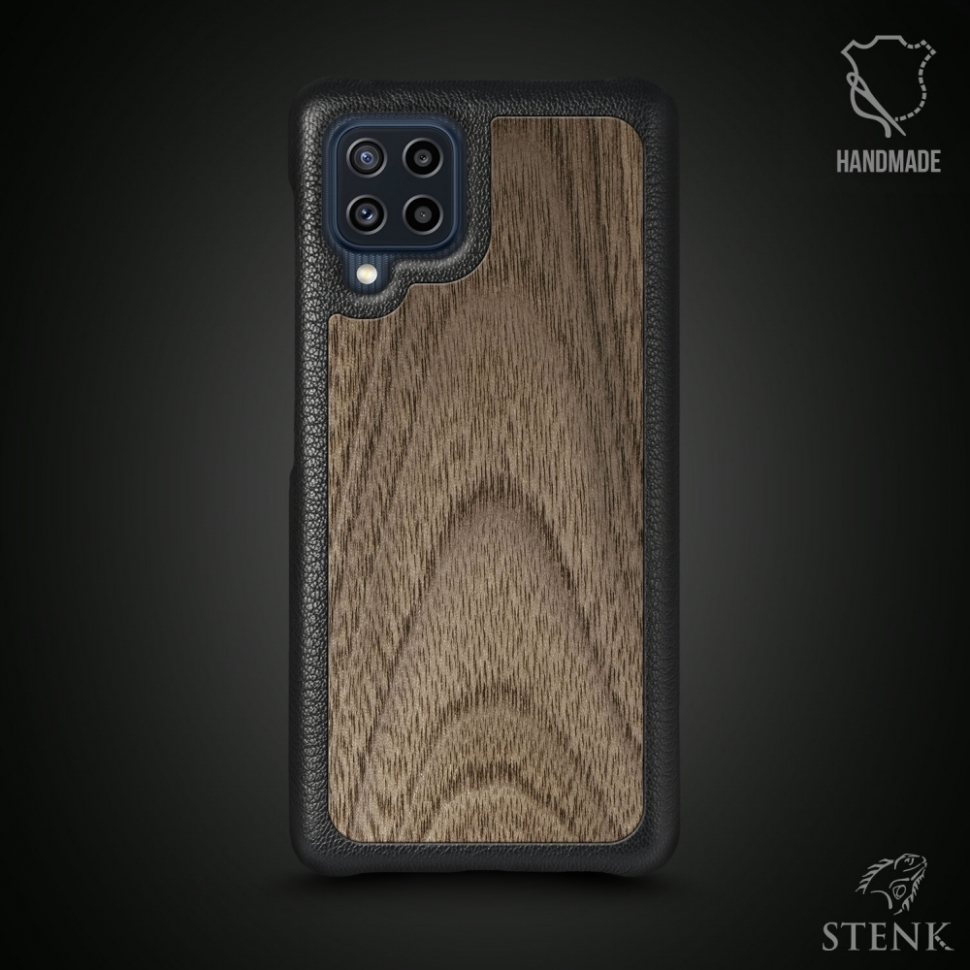 

Кожаная накладка Stenk WoodBacker для Samsung Galaxy M22 Чёрная