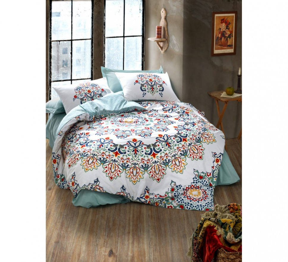 

Постельный комплект ранфорс Cotton Box Orient Sezan mavi евро 010077618