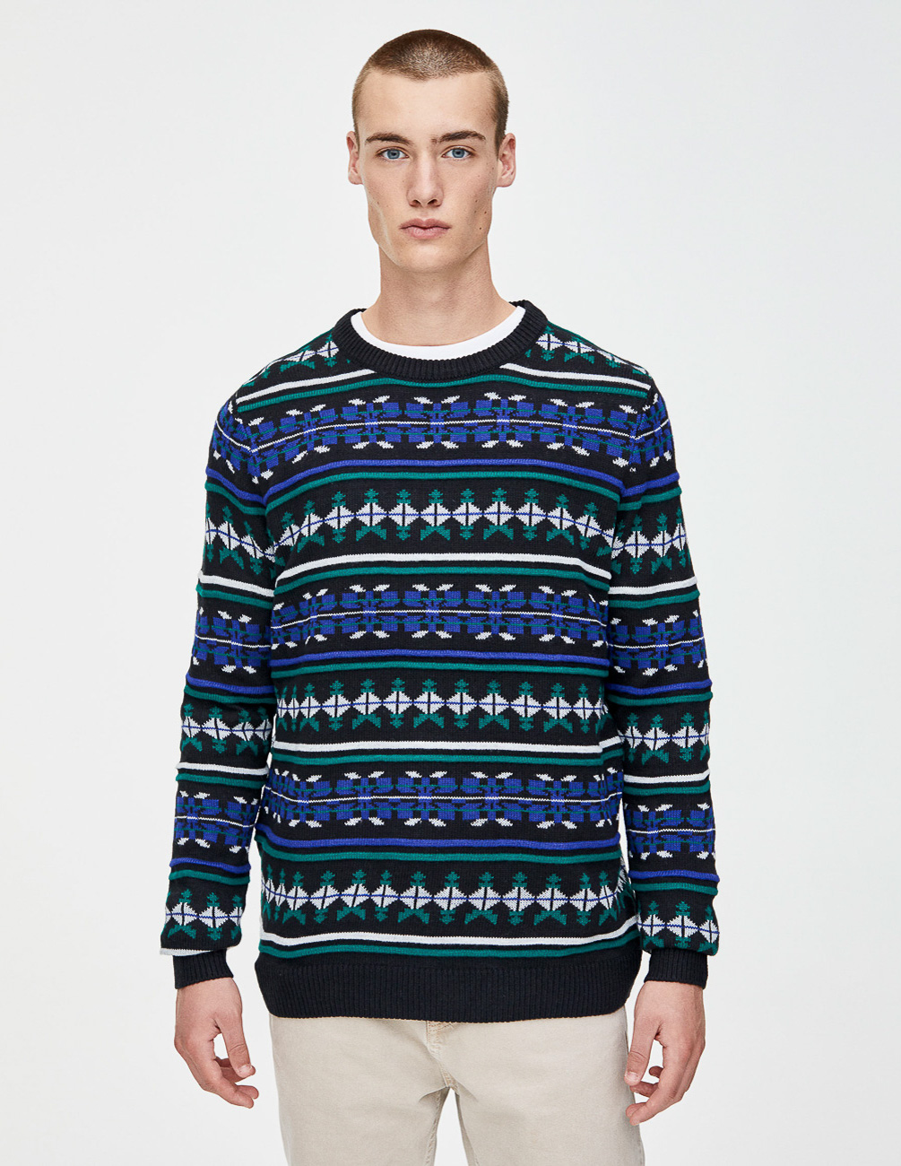 

Свитер PULL & BEAR М0116021 (9558/526/420) цвет синий-черный, Свитер PULL & BEAR М0116021 (9558/526/420) цвет синий-черный L